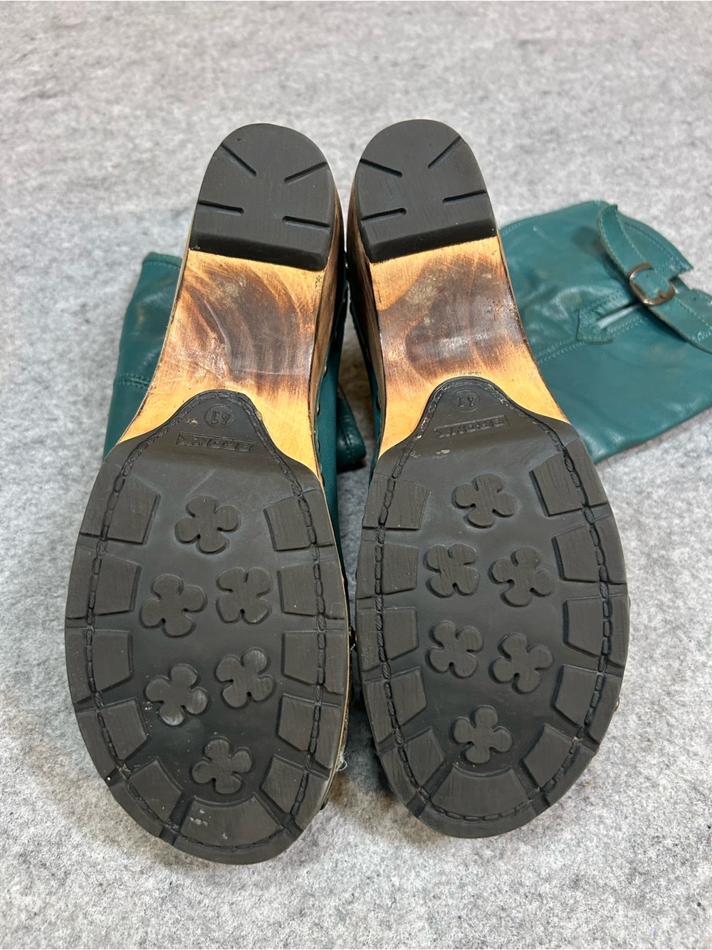 BRONX Wedge buttery teal leather boots studded Round Toe Leather Shoes W 10 eu 4 - Picture 3 of 16